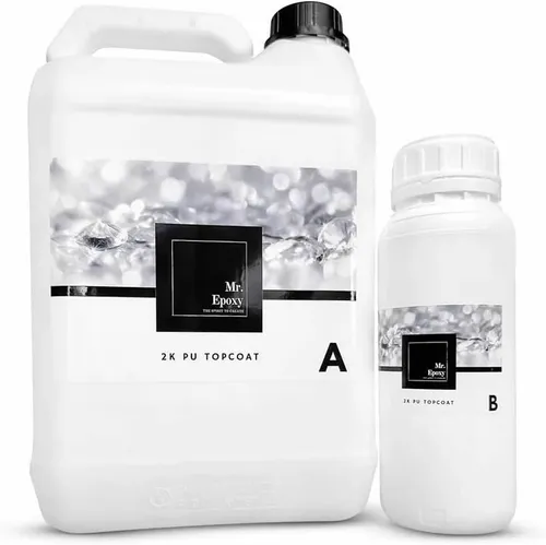 Mr. Epoxy 2K Polyurethan Beschichtung - Transparente PU Lack Versiegelung für Böden - Betonfarben - Vielseitige 2K Bodenversiegelung für Holz, Stein und Metall mit hoher Beständigkeit gegen Kratzer und Chemikalien für langlebigen Schutz.