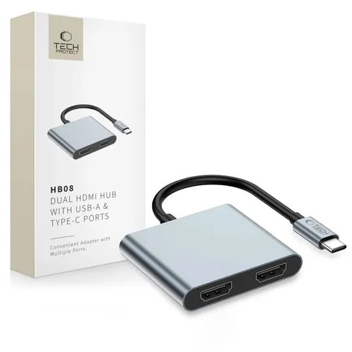 TECH-PROTECT ADAPTER 4IN1 USB-C AUF 2X HDMI 4K 60HZ FÜR MACBOOKS