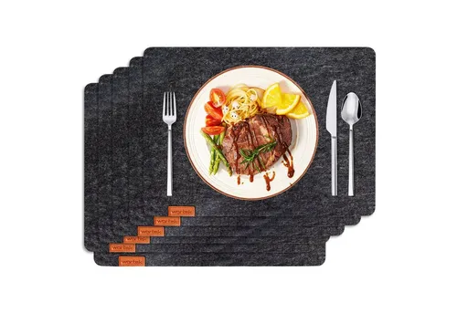 wortek Platzset Tischset 4-teilig Platzset aus Filz Platzdeckchen, (Set, 4-St., 4), waschbare Tisch-Untersetzer Teller-Untersetzer (44 x 32 cm)