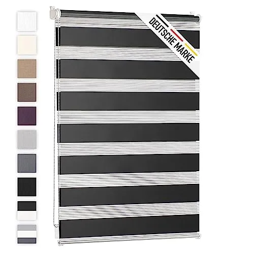 Blumtal Doppelrollo 120 x 130 - 155cm - Klemmfix Rollo für Fenster ohne Bohren - Rollos für Fenster & Türen, praktische Klemmfix-Montage ohne Werkzeug für müheloses Anbringen und modernen Zebra-Look mit optimalem Sichtschutz.