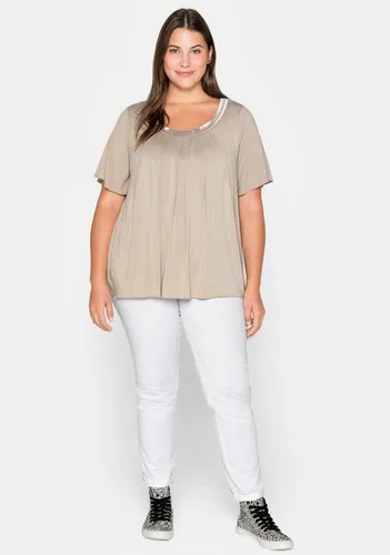 Sheego A-Linien T-Shirt in Beige für Große Größen 48/50 von sheego