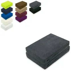 EXKLUSIV HEIMTEXTIL Frottee Spannbettlaken Doppelpack Rundumgummizug 180 - 200 x 200 cm Anthrazit