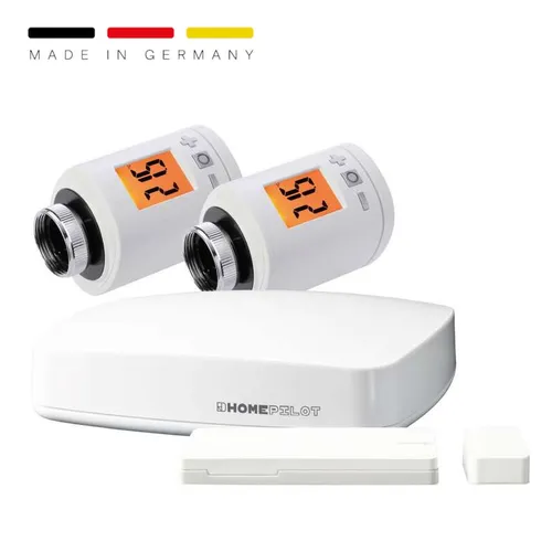 HOMEPILOT Heizung Smart-Home-Set - Thermostate mit 2 Heizkörper-Thermostaten und 1 Fensterkontakt, energieeffizient und ideal für ein smartes Zuhause