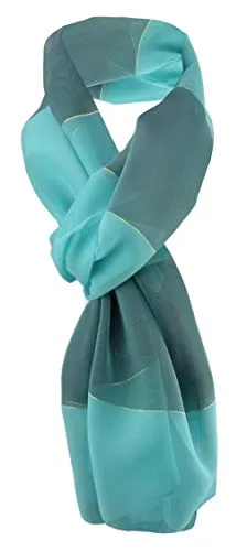 TigerTie Damen Chiffon Halstuch grün türkis gestreift Gr. 165 cm x 40 cm - Tuch Schal