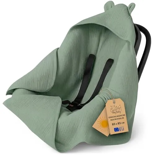 Einschlagdecke Musselin – Atmungsaktive Babydecke für Kinderwagen und Autositz, Totsy Baby grau