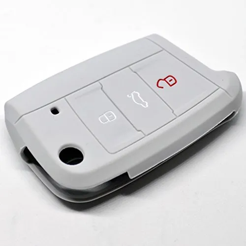 Soft Case Schutz Hülle Auto Schlüssel für Golf 7 Polo 6C Seat Ateca Arona Leon Skoda Octavia Superb Kodiaq Klappschlüssel/Farbe: Grau