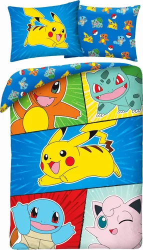 HALANTEX Pokémon Bettwäsche Jigglypuff 140x200 cm - Bettwäsche-Set mit Jigglypuff-Motiv, 100% Baumwolle, waschbar bei 40°C. Ideal für Pokémon-Fans – doppelseitiger Druck für abwechslungsreiche Gestaltung und hohen Komfort!