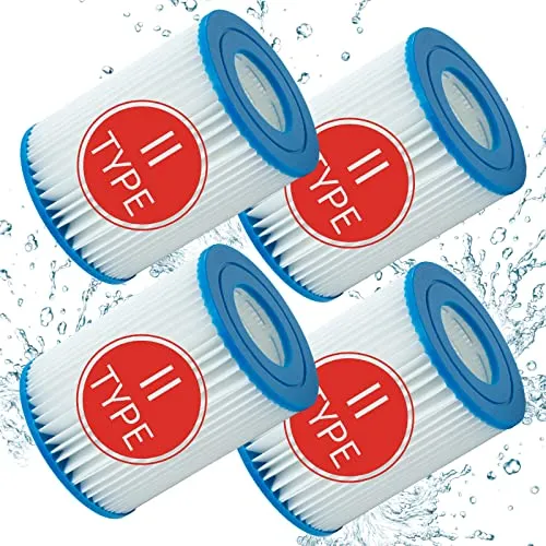 Mscomft 4 Stück Type ii Pool Filter Cartridge,Pool Filterkartuschen für BW Filter Type ii,geeignet für BW 58094 Filterkartusche für Pool,für BW Swimming Pool 530/800 gal/h Filter.