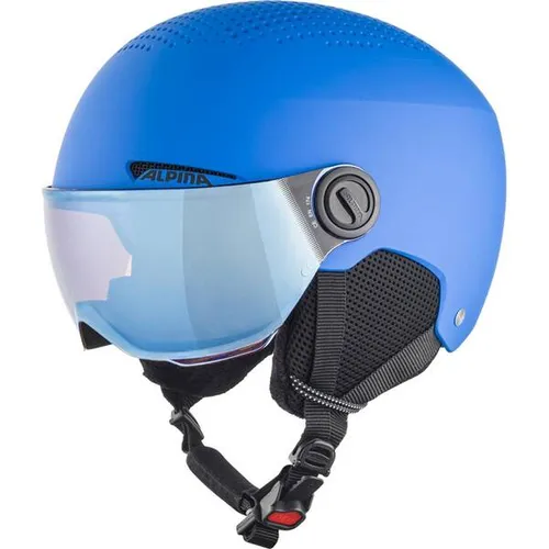 Alpina Zupo Visor Q-Lite Kinder Skihelm - Blau (48-52) - Skihelme & Snowboardhelme, leichter und sicherer Helm mit Visier für optimalen Schutz und Sicht bei Skiausflügen.