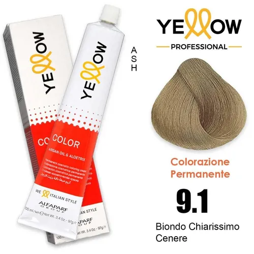 Haartönung 9.1 Alfaparf Yellow Permanente Sehr Helle Aschblond 100Ml