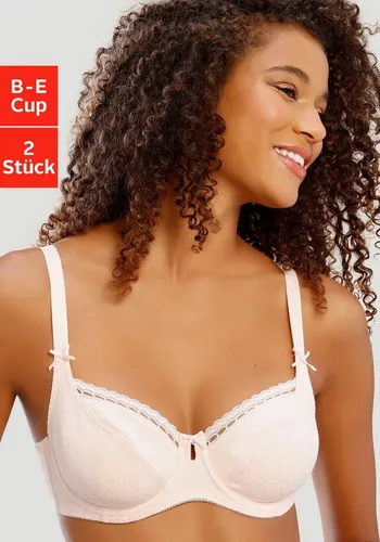 PETITE FLEUR Damen Bügel-BH aus Baumwolle im 2er-Pack - Bequemer Bügel-BH im attraktiven Doppelpack, ideal für große Größen bis Cup E. Weiche Baumwolle mit dezentem Pünktchenmuster sorgt für angenehmen Tragekomfort und ein schönes Dekolleté.