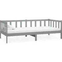 vidaXL Tagesbett Grau aus massivem Kiefernholz 90x200 cm - Multifunktionales Tagesbett für Kinderzimmer, ideal als Sofa und Gästebett. Aus robustem Kiefernholz gefertigt, bietet es Stabilität und Komfort. Matratze nicht enthalten.