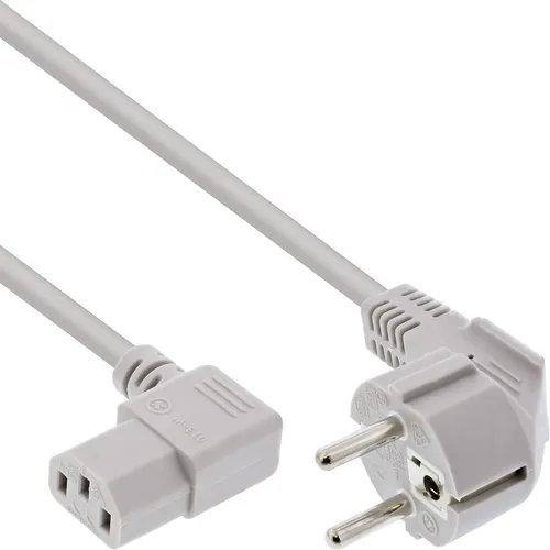 Produktbild Netzkabel Schutzkontakt gewinkelt an Kaltgerätestecker C13 rechts gew. grau 1m