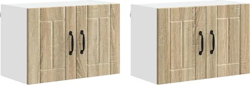 vidaXL Küchenwandschränke 2er Set Sonoma-Eiche - Küchenunterschränke aus hochwertigem Holzwerkstoff, bieten stilvollen Stauraum mit 4 Regalen für Küchenutensilien und sind leicht zu reinigen.