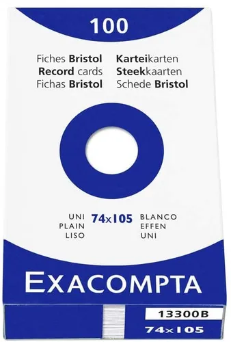 EXACOMPTA Karteikarten DIN A7 blanko weiß 100 Karteikarten