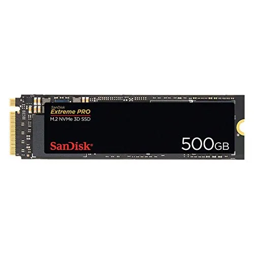 SanDisk Extreme PRO M.2 NVMe 3D SSD 500 GB - Interne SSD mit 3D-NAND-Technologie, bietet ultraschnelle Lesegeschwindigkeiten von bis zu 3.400 MB/s und eine Lebensdauer von bis zu 300 TBW für zuverlässige Leistung.
