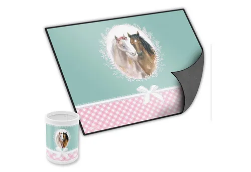 itenga Schreibtischunterlage itenga Schreibunterlage V2 mit Stifteköcher Motiv PFERDE