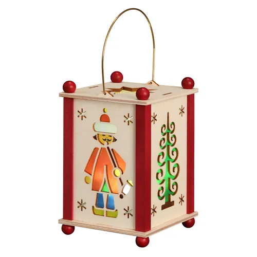 Seiffener Volkskunst Laterne mit LED-Beleuchtung, Original Erzgebirge - Lichterketten, handgefertigte Laterne aus dem Erzgebirge mit energiesparender LED-Beleuchtung für stimmungsvolle Akzente in jedem Raum.