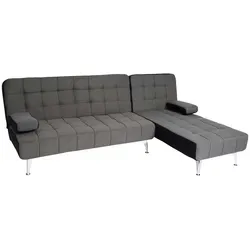 Schlafsofa HWC-K22 - Modernes Ecksofa mit Schlaffunktion - Kategorie: Sofas & Sessel, Besonderheit: Dreistufig verstellbare Rückenlehne und inkl. zwei Kissen für optimalen Komfort im Wohnzimmer.