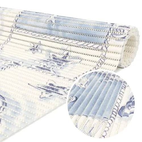 ANRO Weichschaummatte Badematte Bad Dusche WC Vorleger Teppich Antirutsch Badläufer Delfine Blau Weiß Maritim 120x65cm