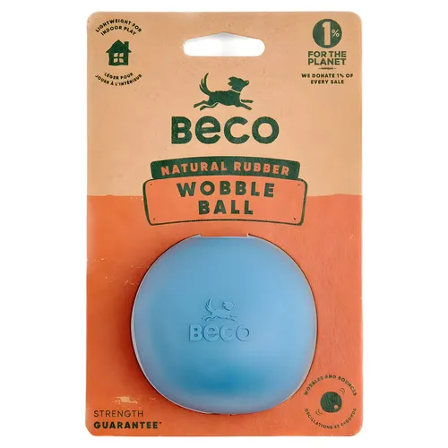 Beco Hundespielzeug Wobble Ball Naturkautschuk blau 7,6x7,4cm Snacks füllbar