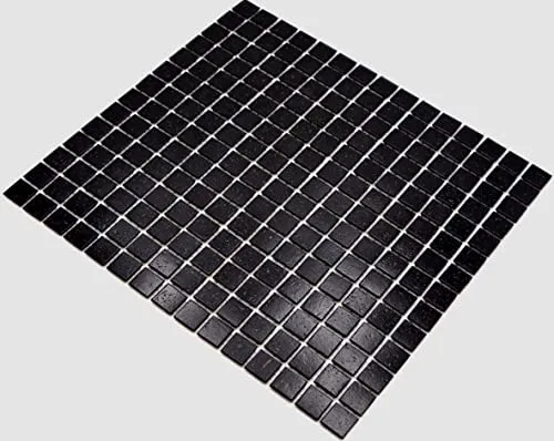 Mosaik schwarz Poolfliesen Poolmosaik Fliesen Glas glänzend Quadrat Wand Boden Küche Bad Dusche