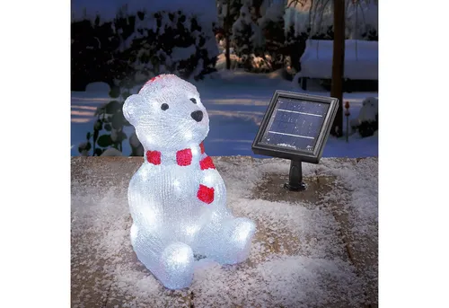 esotec Weihnachtsfigur Solarleuchte LED Eisbär WILLY – Winterliche Gartenbeleuchtung - Winterdeko mit LED-Eisbär Willy, energieeffiziente Solarleuchte mit 8 Std. Leuchtdauer und extragroßem Solarmodul für magische Lichtspiele im Garten.