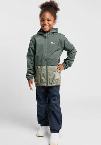 Jack Wolfskin Kid's Rainy Days 2L Jacket - Wetterfeste Regenjacke für Kinder - Funktionsjacke für Kinder, wasserdicht und winddicht, ideal für Abenteuer im Freien. Farbe: Grau, Größe: 92. Perfekt für Regenwetter und aktive Kinder!