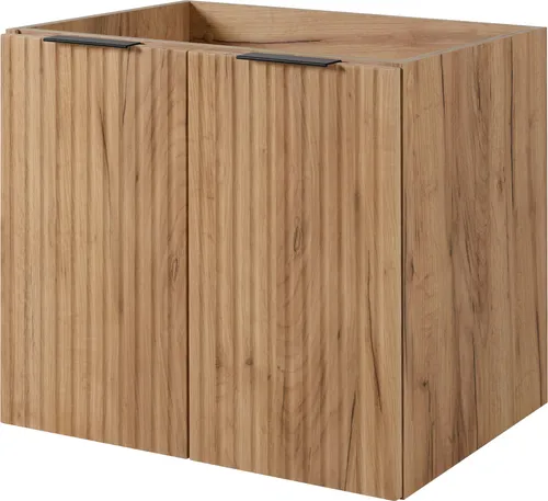 Badezimmerschrank, Eiche Craft + schwarzer Griff, 60 x 57 x 46 cm