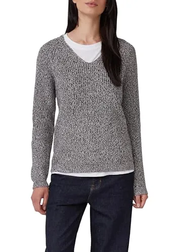 S.OLIVER Strickpullover Damen, Gr. 42, schwarz merlot - Stylischer Damen-Pullover von s.Oliver in meliertem Design. Bequem und hüftbedeckend mit V-Ausschnitt, ideal für einen lässigen Look.