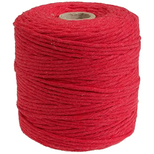 DéVa Makramee Garn - 3mm x 200m Länge - Makramee Band aus 100% Baumwolle rot