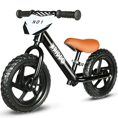 KRIDDO Kinder Laufrad ab 2 Jahren, Lauflernrad Spielzeug für 18 Monate bis 5 Jahre, 12-Zoll mit individualisierbarem Schild, Geschenk Fahrrad Jungs und Mädchen, Baby Balance Bike(2-3 Jahre), Schwarz