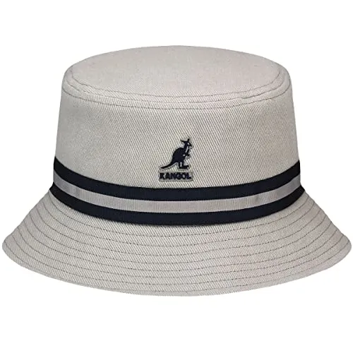 Kangol Fischerhut Bucket Hat Flapper Stripe Lahinch grau M - Caps & Hüte, stylischer Bucket Hat aus 100% Baumwolle in grau, ideal für sonnige Tage und lässige Looks.