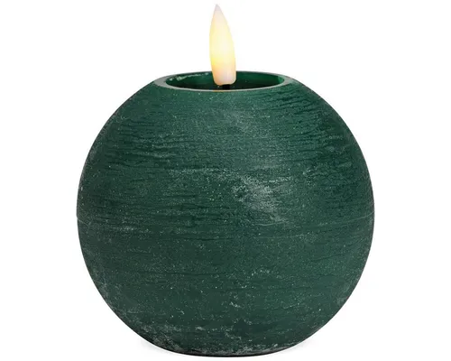 matches21 HOME & HOBBY LED-Kerze LED Kerze Kugeln 4er Set Echtwachs flackernd, Ø 10x9 cm, Grün (4-tlg), Mit beweglicher Flamme & Timer für Adventskranz