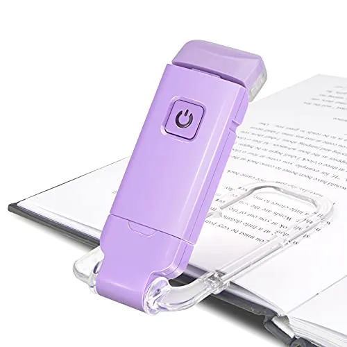 HONWELL Leselampe Buch Klemme Buchlampe Leselicht USB Wiederaufladbare LED Klemmleuchte Dimmbar Bettleuchte Augenpflegendes Leselicht 3 Farbtemperatur Modi für Kinder und Bücherwürmer, Violett
