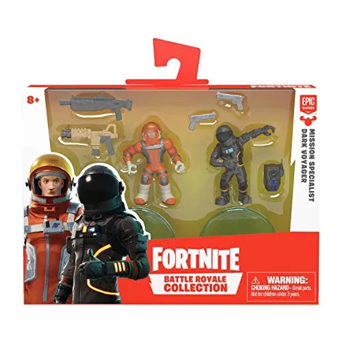 Fortnite 63540 B07PKRZKD3 Battle Royale Collection, Duo Figurenset Mission Specialist & Dark Voyager, Actionfiguren aus dem beliebten Epic-Game, mit Waffen und Ständer, Mehrfarbig