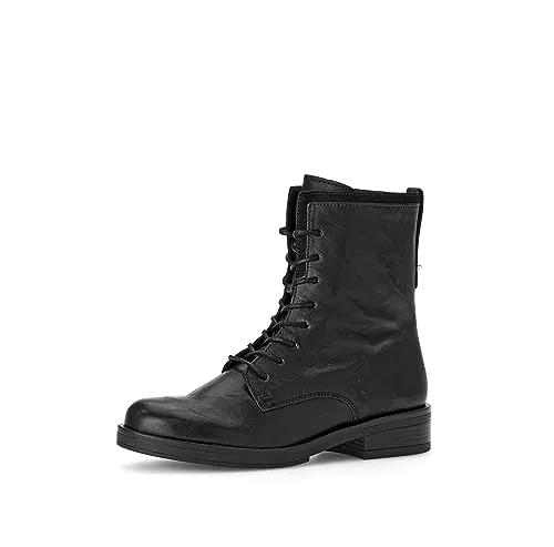 Gabor Damen Schnürstiefeletten schwarz, Größe 40 EU - Elegante Schnürstiefeletten aus Lack mit flachem Absatz (3,5 cm) und praktischen Reißverschluss. Ideal für den Übergang und vielseitig kombinierbar.