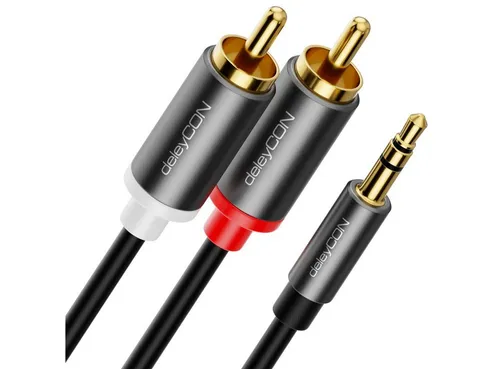 deleyCON deleyCON 7,5m Klinke zu Cinch RCA Kabel 3,5mm Audiokabel Kabel Klinke Audio-Kabel