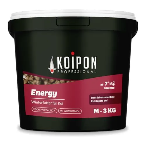 KOIPON Energy 3 kg Winterfutter für Koi und Goldfische - Premium Fischfutter für Koi und Goldfische, speziell für den Winter. Das sinkende Futter sorgt für eine optimale Nährstoffversorgung und ist ideal für die Fütterung im Gartenteich.