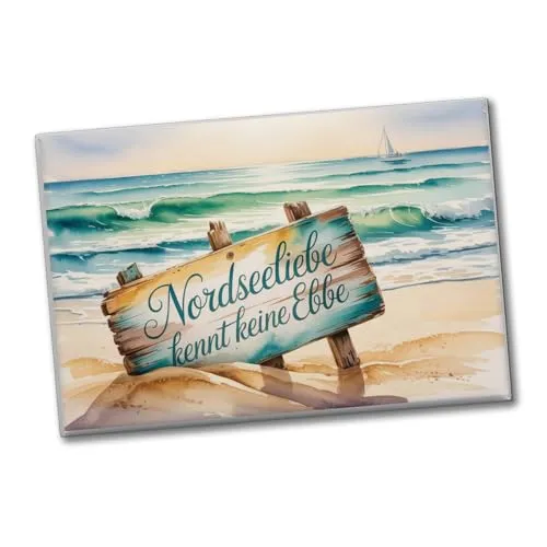 Meereslandschaft - Nordseeliebe Souvenir Souvenir Magnet für Kühlschrank oder Büro, origineller Dekomagnet
