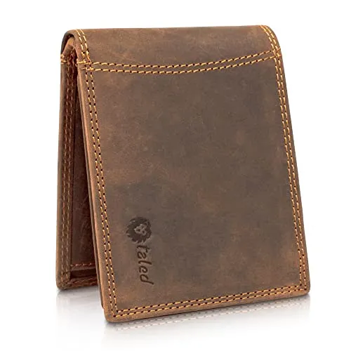 TALED Leder Geldbörse Herren - Echtleder Geldbeutel mit RFID Schutz - Herren-Geldbörsen mit 9 Kartenfächern und sicherem Münzfach, handgefertigt aus hochwertigem Echtleder für Langlebigkeit und Stil.