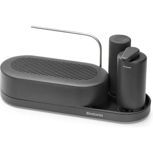 BRABANTIA SinkStyle Organiser Set 3 Stücke Grau - Sonstiges Küchenzubehör - Praktisches Set mit Spender und Organizer für eine saubere Arbeitsfläche. Der luftzirkulierende Deckel verhindert Gerüche und sorgt für Ordnung bei Geschirrtüchern und Spülschwämmen.