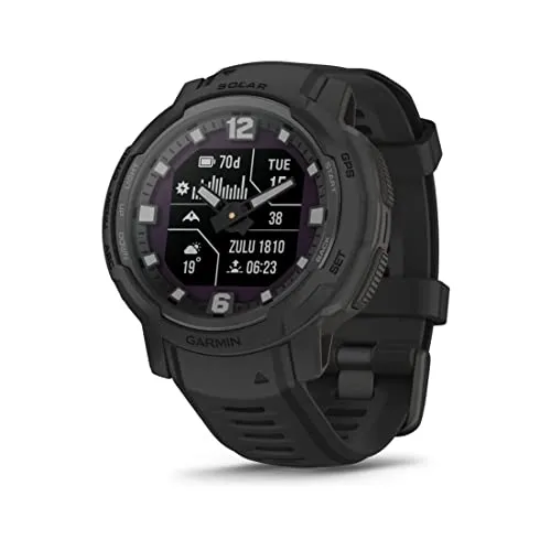 Garmin Instinct® Crossover – Tactical Edition Schwarz - Smartwatch mit Solar-Ladetechnologie, ideal für Outdoor-Enthusiasten und Abenteurer, robust und langlebig.
