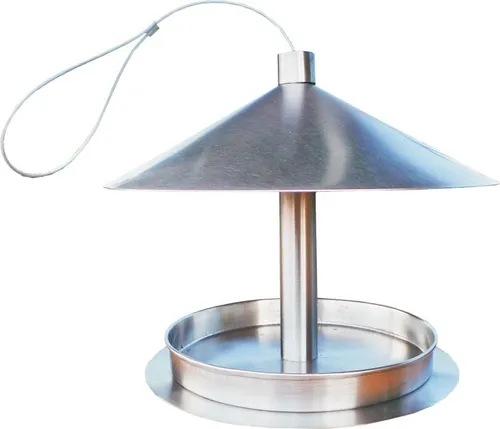 Habau Vogelhaus Futterstation 1771 aus Edelstahl - Wetterfeste Futterstation für Wildvögel, aus robustem Edelstahl, einfach zu befüllen und flexibel hängend oder stehend einsetzbar.