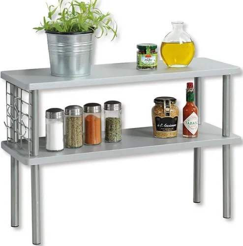 KESPER® Küchenregal mit Utensilienaufhängung - Grau, 1-tlg. - Praktisches KESPER® Küchenregal in Grau mit cleverer Utensilienaufhängung. Ideal zur optimalen Organisation Ihrer Küche und für mehr Platz auf der Arbeitsfläche.