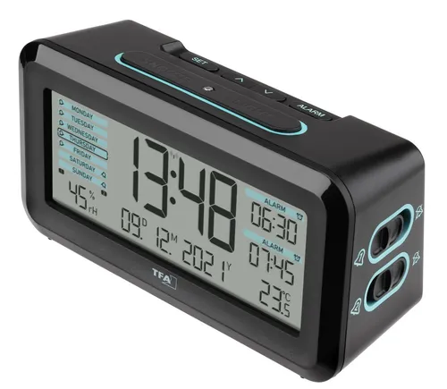 TFA Dostmann Funk Wecker 60.2562.01.GB - Wecker mit großem, digitalen Display und Funktechnologie. Ideal für präzise Zeitmessung und einfache Handhabung. Perfekt für jeden Raum!