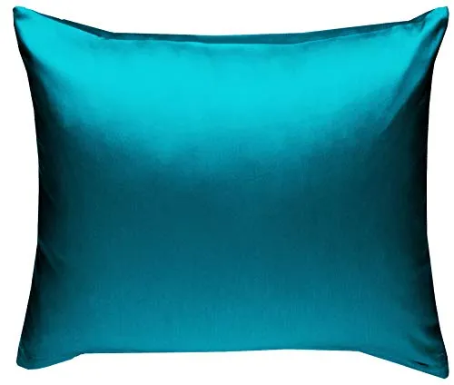Bettwaesche-mit-Stil Mako-Satin Baumwollsatin Kissen Kissenbezug Uni einfarbig zum Kombinieren (Kissenbezug 40 cm x 40 cm, Petrol Blau)
