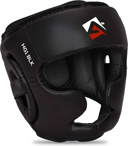 AQF Kopfschutz Boxen, Boxing Gesichtsschutz, MMA Kickboxen Kampfsport Helm, Muay Thai Schutzhelm, Box Training Headgear Schoner, Boxhelm Für Taekwondo, Sparring Karate, Schwarz Head Guard (M)