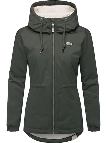 Ragwear Damen warme wasserdichte Winterjacke mit Kapuze Dankka Warm YOUMODO Dark Olive25 Gr. XXL