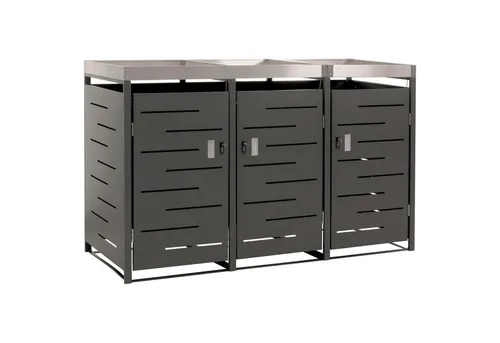 PROREGAL® Mülltonnenbox 3er-Mülltonnenverkleidung 125x198x84cm 80-240L Pflanzkasten Edelstahl